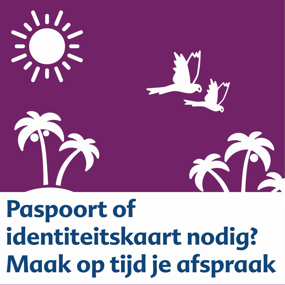 Weg met de zomervakantie 🌴? Het is druk met aanvragen van reisdocumenten richting de vakantie. De wachttijden lopen op, maak daarom op tijd een afspraak!