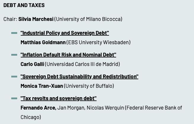 #DebtAndTaxes: chaired by @SilviaMarches12, this session addresses industrial policy, inflation risk, debt sustainability, and tax revolts. @SilviaMarches12 @MattHGoldmann @carlogalli6 @monicatranxuan & Fernando Arce. #LiveStream 👇 buff.ly/454UnGN