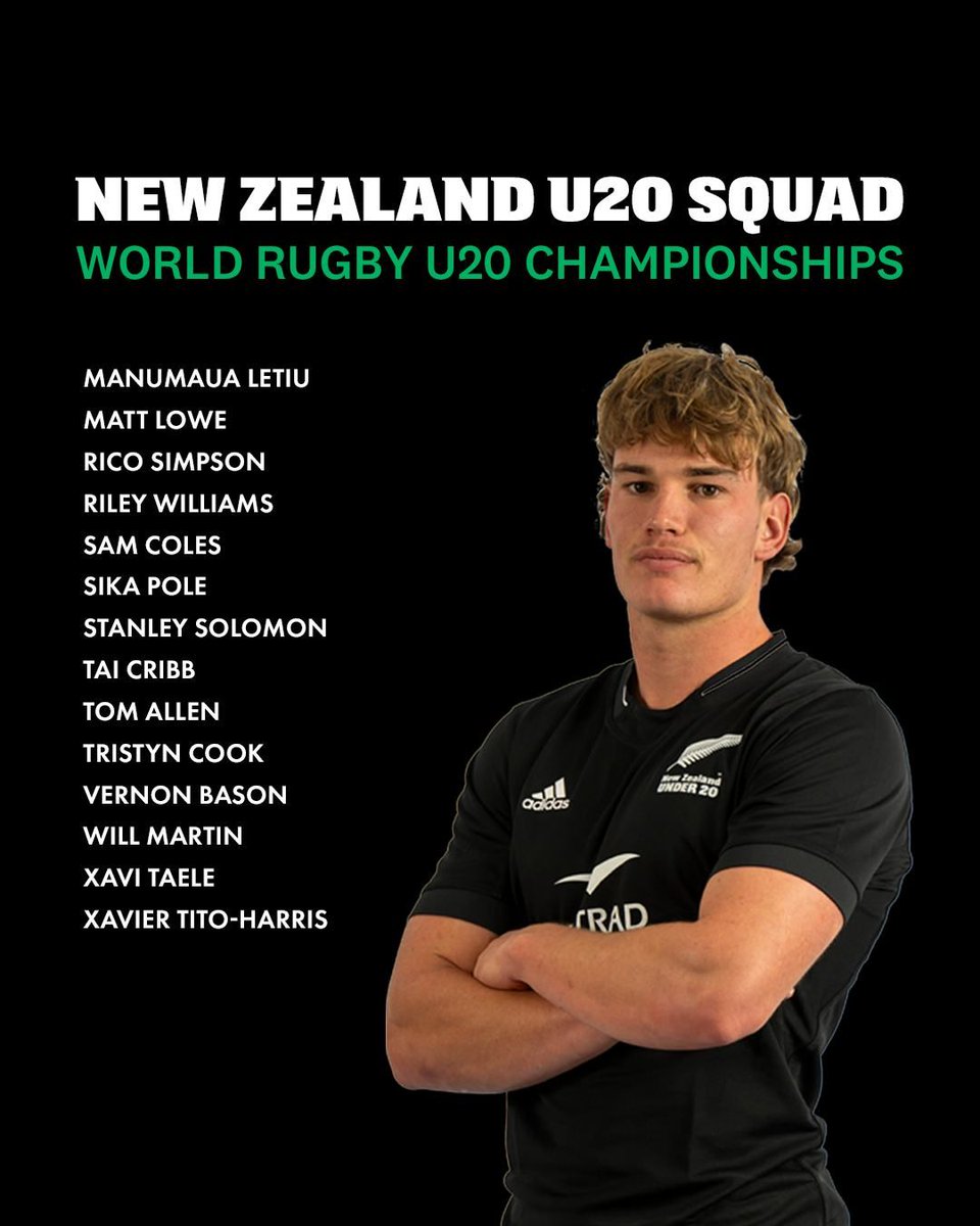 adrian_slabbert's tweet photo. NZ have named their U20 squad for the JWC.  Good to see Tito-Harris and Wallace added. 

Peyton Spencer is injured plus is with the 7s so wasn't considered. https://t.co/Ty0aF7b1fd