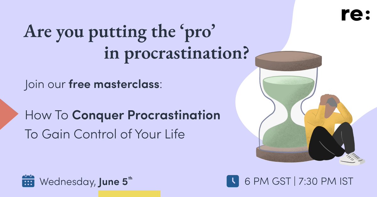 🤝 Most of us procrastinate. Correction: ALL of us procrastinate. ✅ If you find yourself leaving things to the last minute, and falling behind your deadlines too often, sign up for our free masterclass: bit.ly/MasterclassReS… #Procrastination #MentalHealthSupport