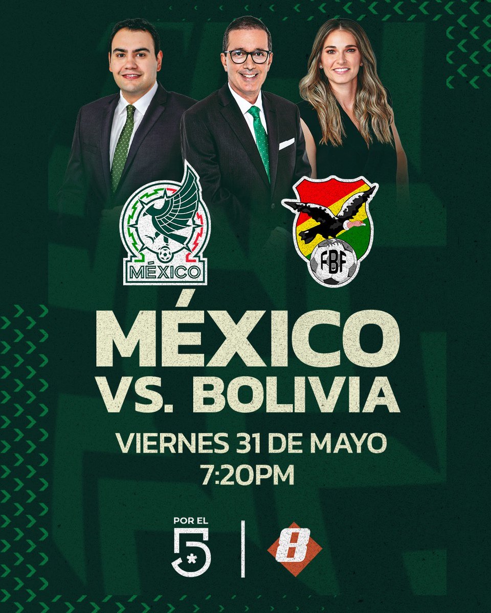 Listos para llevarte la pasión de @miseleccionmx #DeRegiosParaRegios #México vs #Bolivia 📺 @MiCanal5 y canal 8 de @TelevisaMty ⏰ 7:20 PM 🎙️ Junto a @cweigend7 , @AldoFariasGzz y como invitado especial @jona_orozco