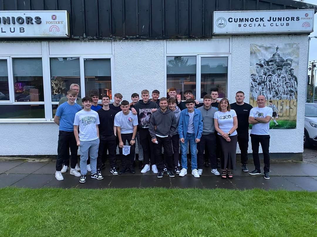 The 4 players that are moving on next season and a squad photo on the night.