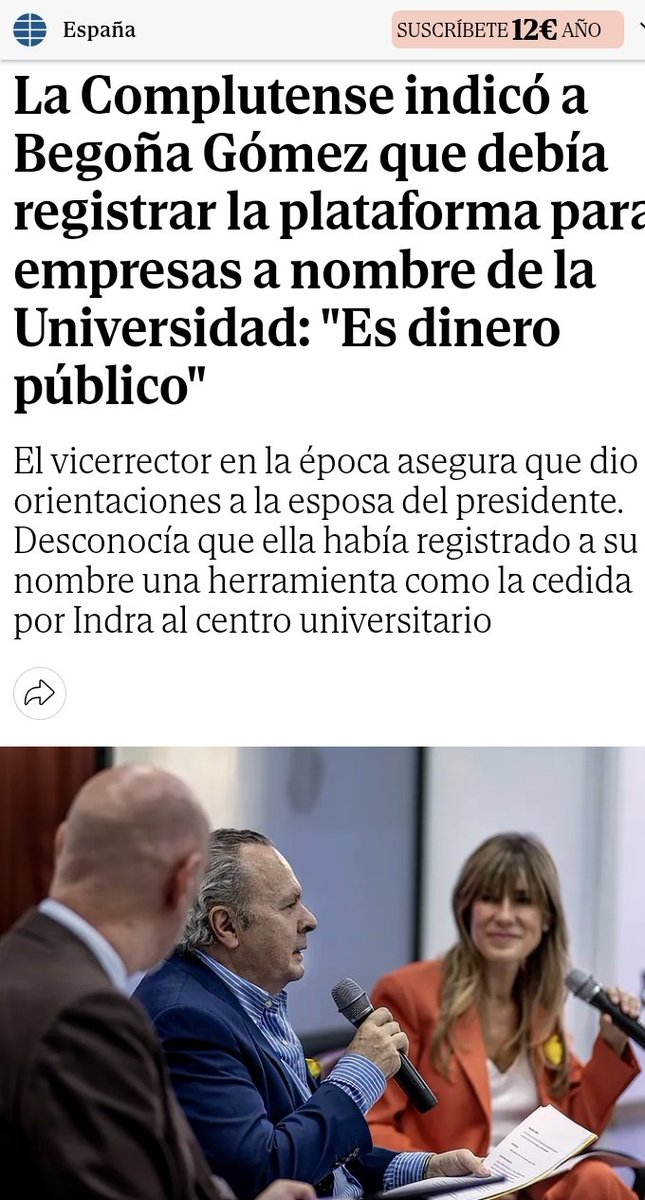 Begoña Gómez registró a su nombre la plataforma que había conseguido gratis de 3 empresas, a pesar de que la Complutense le dijo que tenía que ser suya.

Ojo que la Universidad está acusándola de robar dinero público.