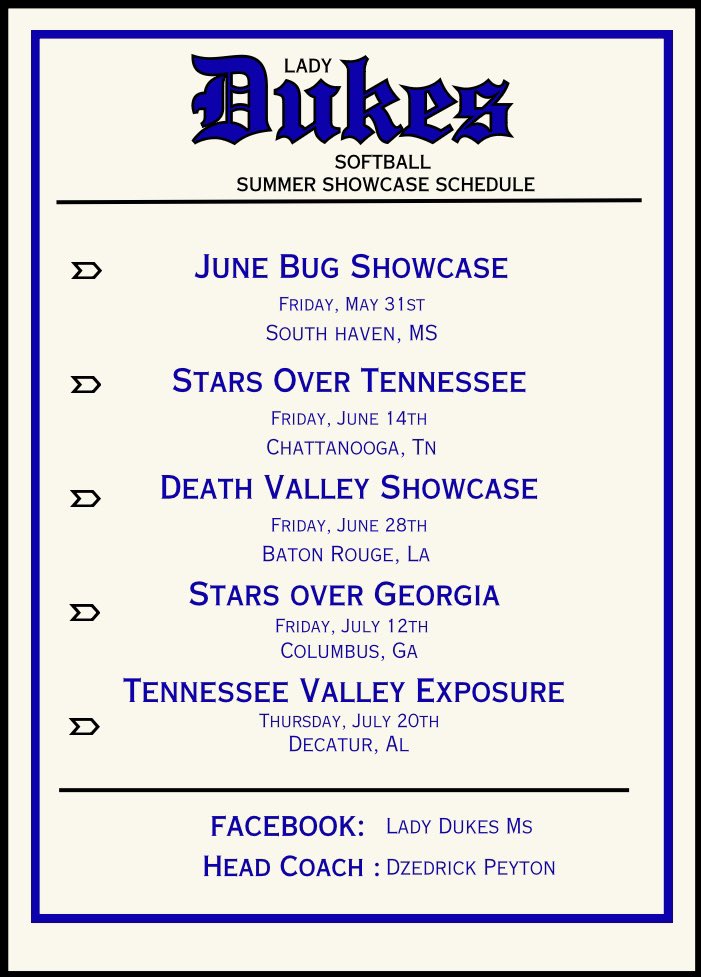 2024 Summer Schedule! Can’t wait to play with these girls again! Come watch us!
