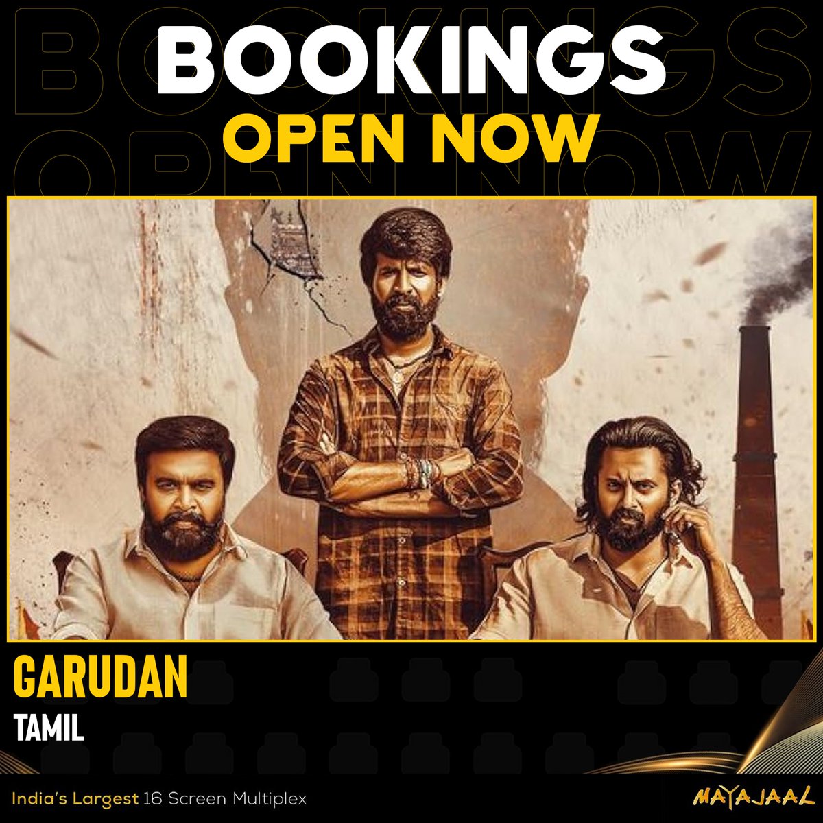 Loyalty, friendship, and a tough choice. Watch Sokkan's journey in 'Garudan'. Bookings open for #Garudan (Tamil) at #Mayajaal 🎟️bit.ly/3sVdbqD #Soori #Sasikumar #Unnimukundan #RSDuraiSenthilkumar #Vetrimaran