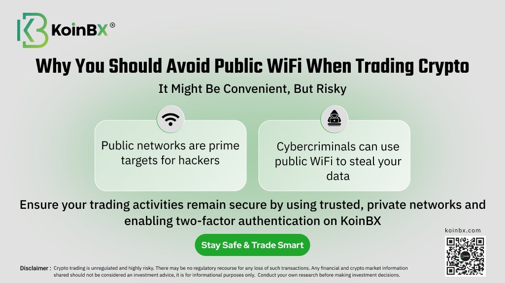 Don't Let Your #Crypto Dreams Slip Through Public WiFi Cracks!

One wrong move could vanish your assets in a blink. 

#KoinBX #StaySafe #TradeSmart #BTC