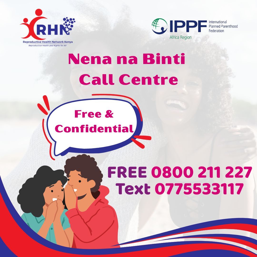 No Judgment, Just Knowledge. The Nena na Binti call centre gives you everything you need from A to Z when it comes to Sexual and Reproductive Health Info. As we head into the weekend, Call us on 0800 211 227 (TOLL FREE) and get all the resources you need.