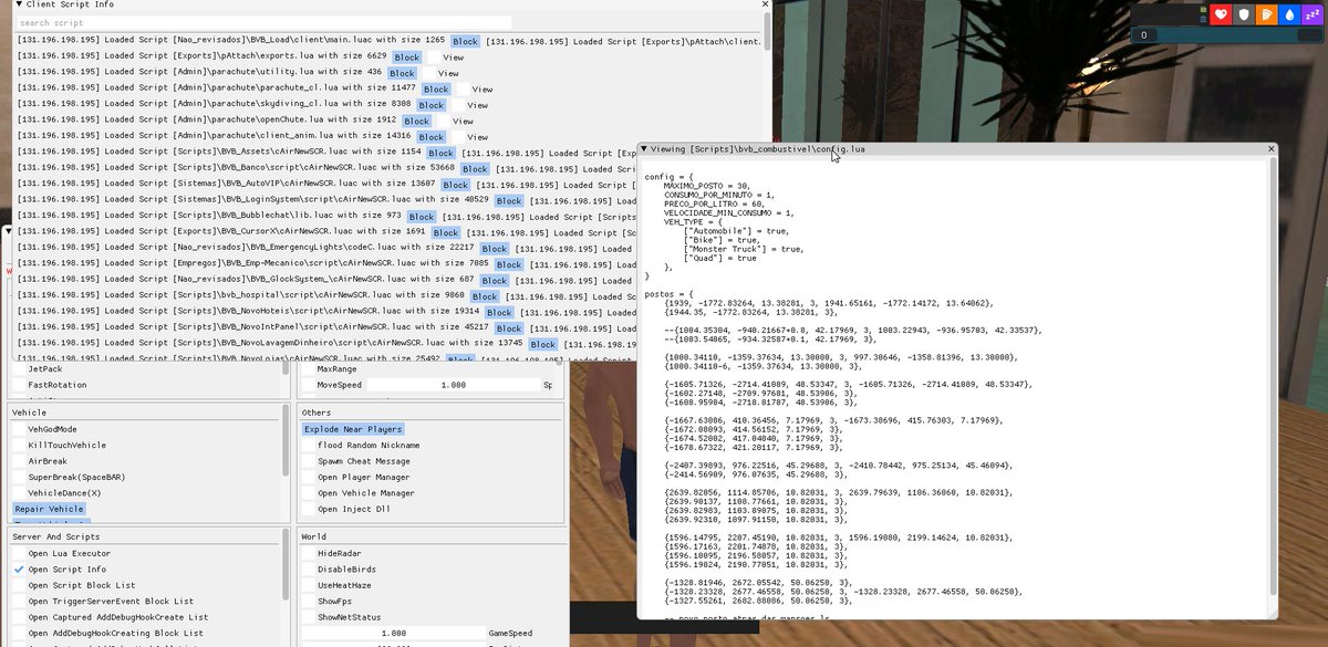 Mycheatsbr's tweet image. 🚀 Nova função para ler scripts Lua do servidor em tempo real no mod menu MTA! 🎮✨ #MTA #ModMenu