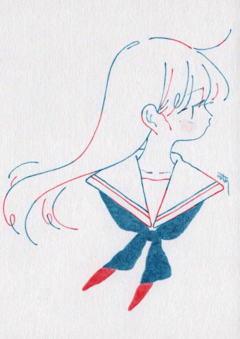 「upper body white sailor collar」 illustration images(Latest)