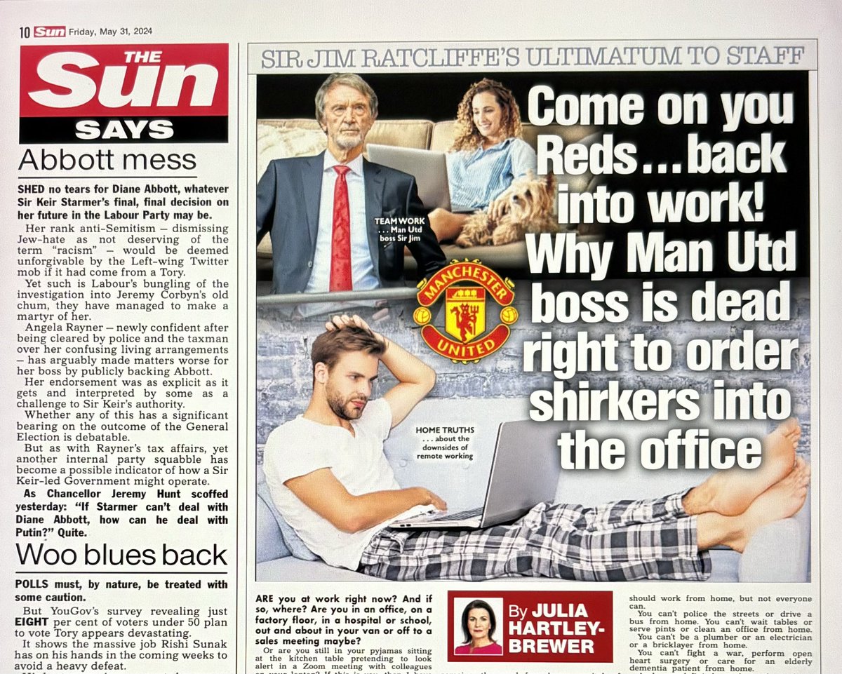 Manchester United are right to sack anyone who wants to WFH - it's time the rest of the country follows. Me for today's @TheSun newspaper ⬇️⬇️⬇️

thesun.co.uk/news/28219978/…