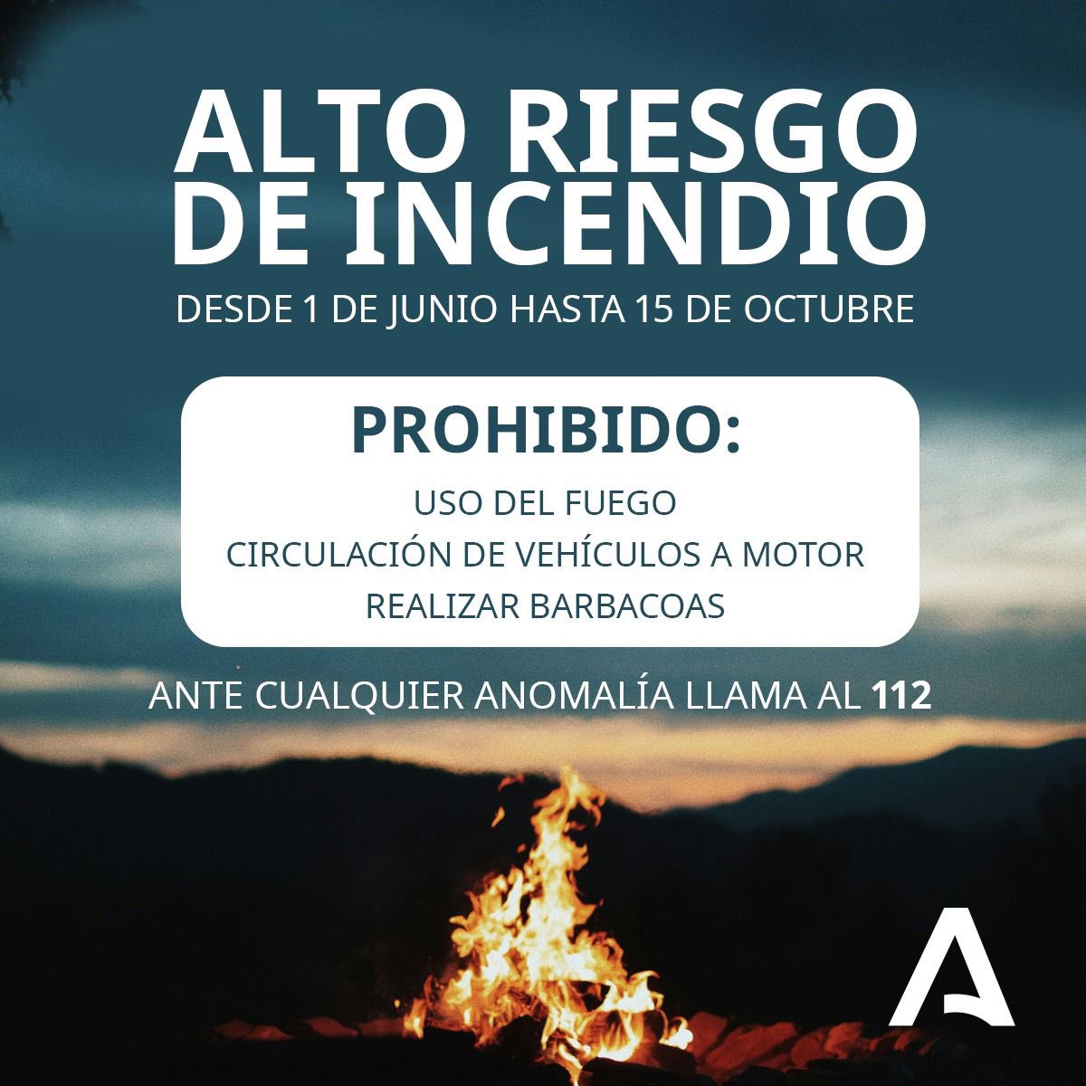 Desde del 1 de junio hasta el 15 de octubre, queda prohibido⛔: 🔥El uso del fuego 🛻 La circulación de vehículos a motor en zonas forestales 🥩La realización de barbacoas Tomemos precauciones y evitemos situaciones de riesgo para nuestra naturaleza.