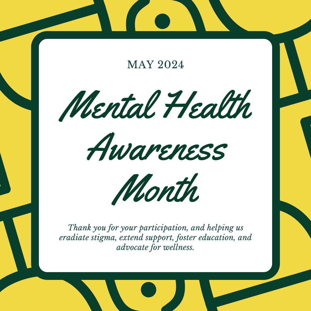 Thank you for helping us recognize Mental Health Awareness Month, and helping us eradicate stigma, extend support, foster public education and prioritize mental health and wellbeing.  

@WSUCOSW  #MentalHealthAwarenessMonth