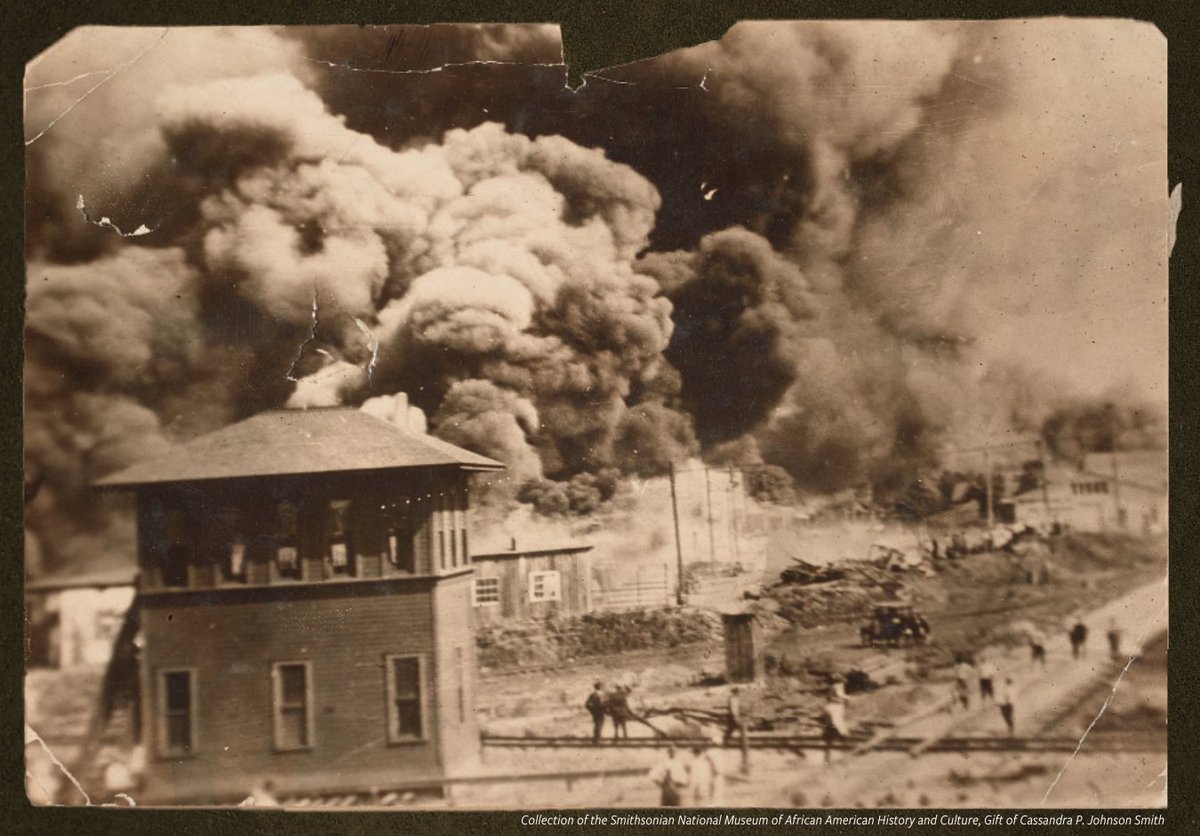 #OnThisDay in 1921, one of the deadliest racial massacres in U.S. history began in the thriving Greenwood African American community of Tulsa, Oklahoma. Black Wall Street in Tulsa, OK was destroyed by a racist mob. More: s.si.edu/3MV2U5z #APeoplesJourney #ANationsStory