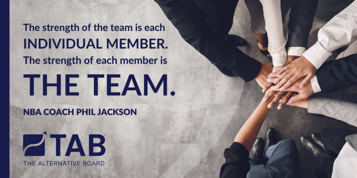 "The strength of the team is each individual member. The strength of each member is the team." – NBA Coach Phil Jackson

TABNY.com 

#tabboards #businesscoaching #teambuilding