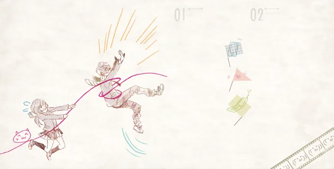 もちたとあかりを初めて描いたのは、同人CD「ハニワ曲歌ってみた3」で、「ヤキモチの答え」MVより前でした。まだキャラ設定がフワフワしてた頃で、今とはちょっと違う関係性の絵が懐かしい 