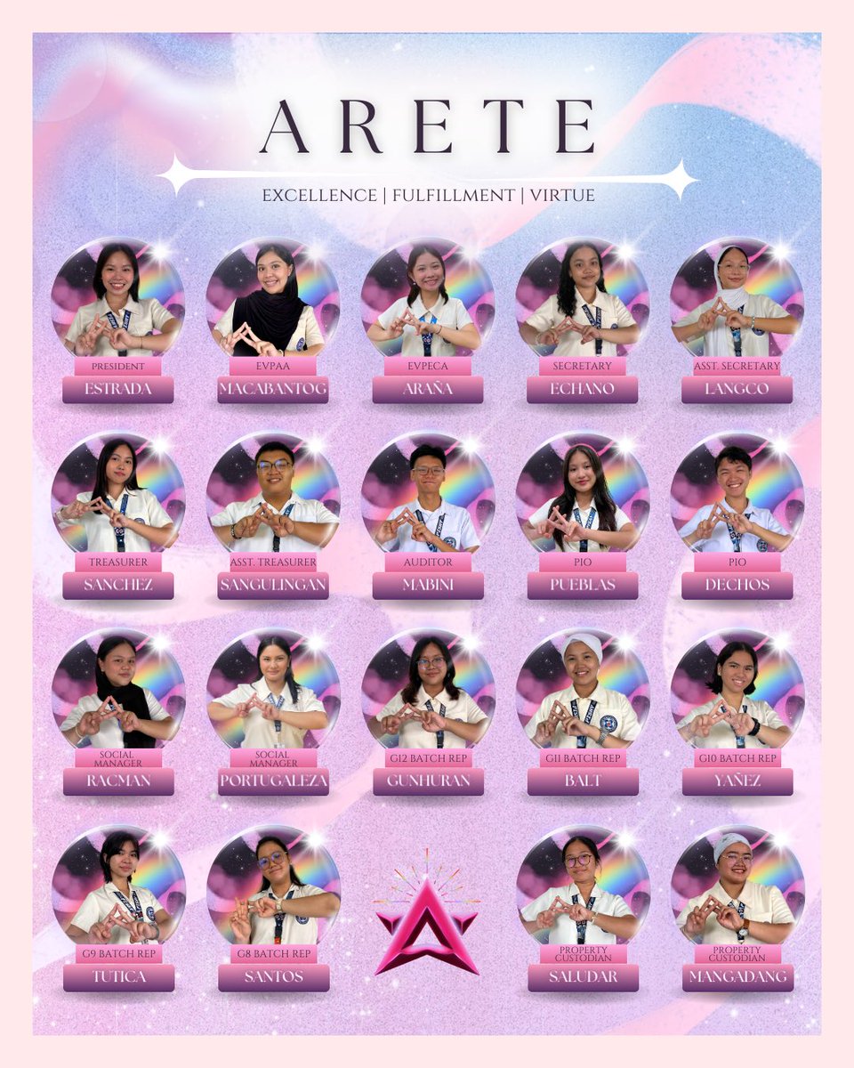 AretePartylist's tweet photo. Excellence, Fulfillment, Virtue: These are not just words, but the pillars that uphold Arete Partylist. 

Meet our dedicated members as they embody these values in every stride towards a better student council. 🌟📚

#AretePartylist 
#AbanteArete https://t.co/J7DO744TMU
