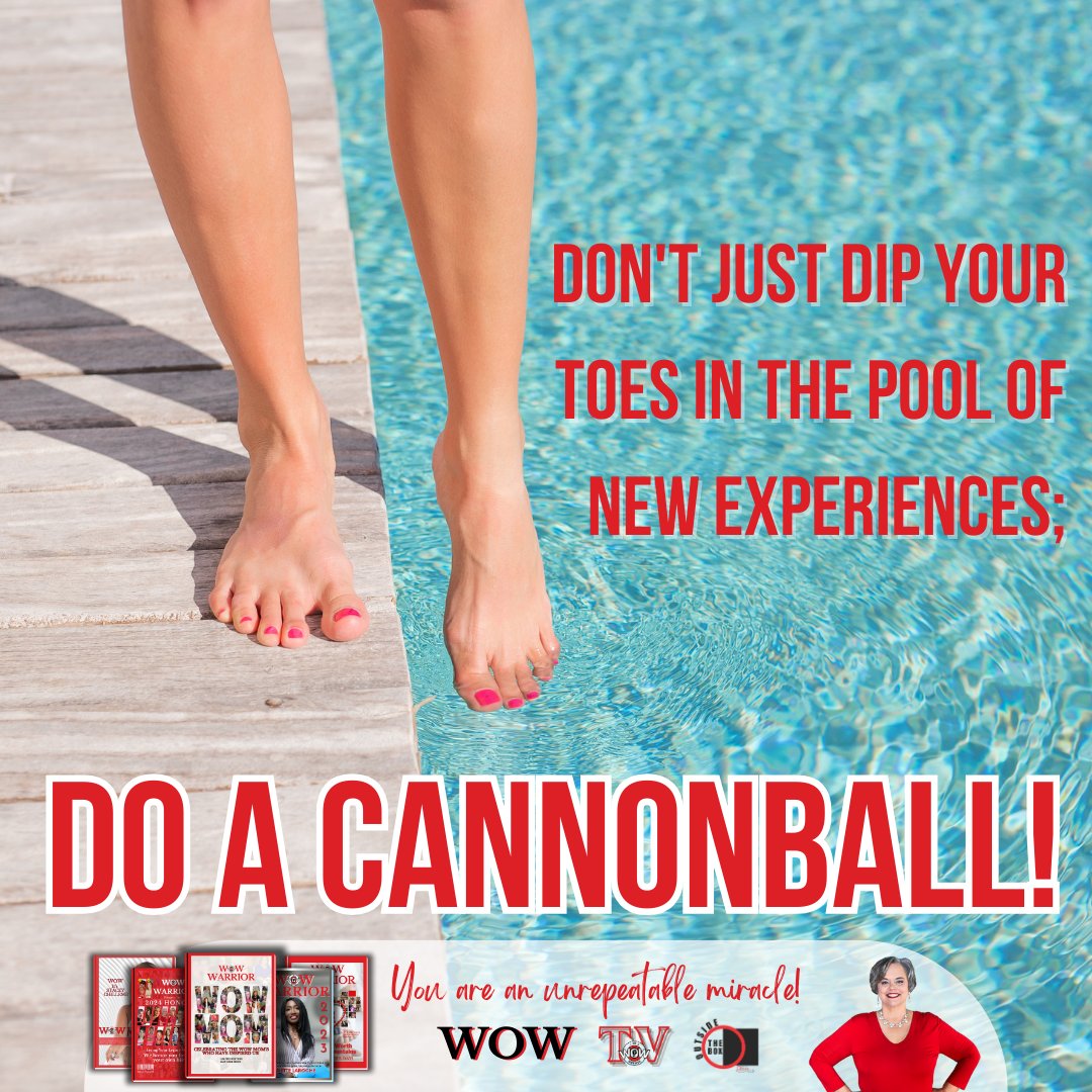 SherriLeopold's tweet photo. What's the most daring "cannonball" moment you've had recently, where you boldly embraced a new experience without hesitation? Share your story below and inspire others to take the plunge into the unknown!

#SherriLeopold #CreateHistory #dreambigwithsherrileopold #WOWWARRIOR https://t.co/OIOXybfj8K
