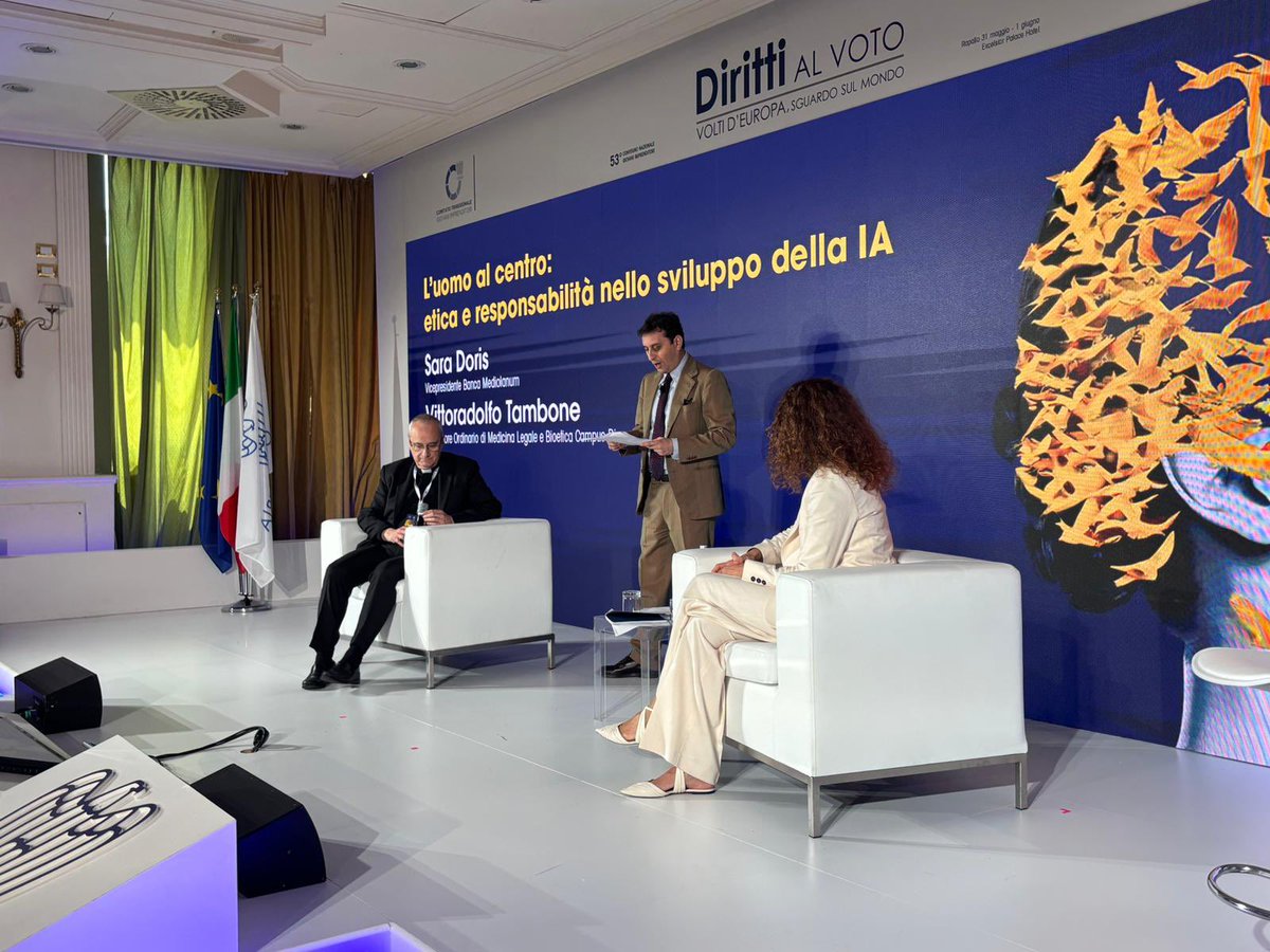 L’IA richiede un’attenzione specifica: è possibile conciliare etica e responsabilità umana con business e ricerca?

Lo chiediamo a #Rapallo2024 a Sara Doris, VP @BancaMediolanum e
Vittoradolfo Tambone, Professore @CampusBioMedico