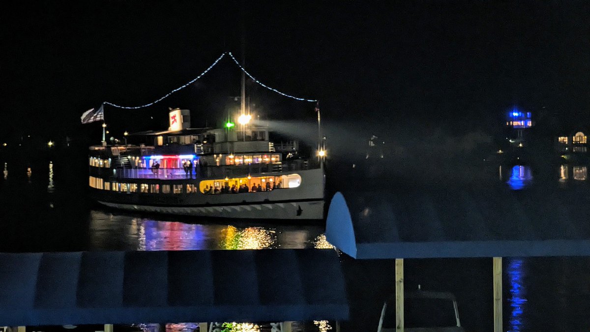 The MS Mount Washington returning after a dinner cruise, Weirs Beach Laconia NH.