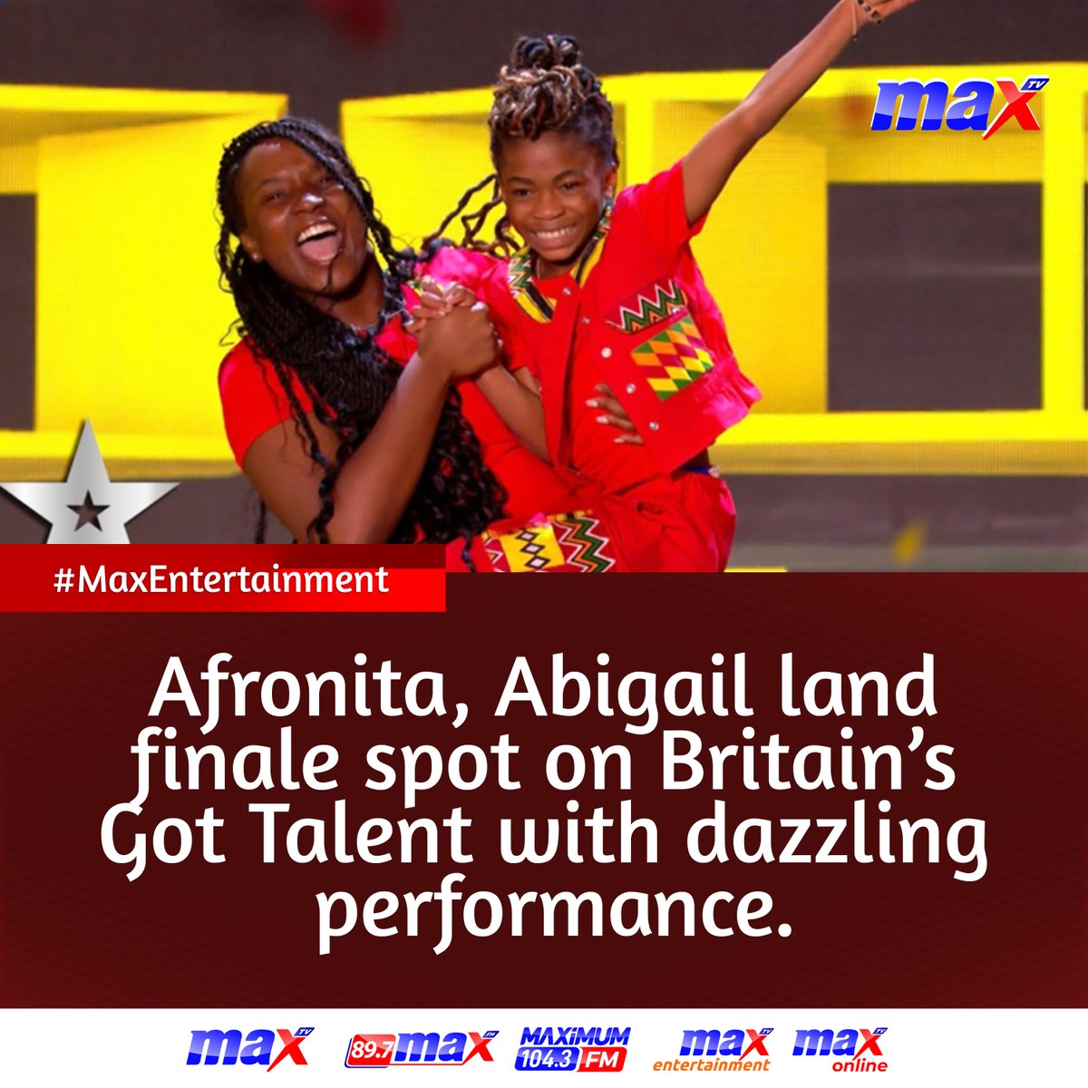 Afronita, Abigail land finale spot on Britain’s Got Talent with dazzling performance. #MaxTV #britishgottalent #MaxOnline