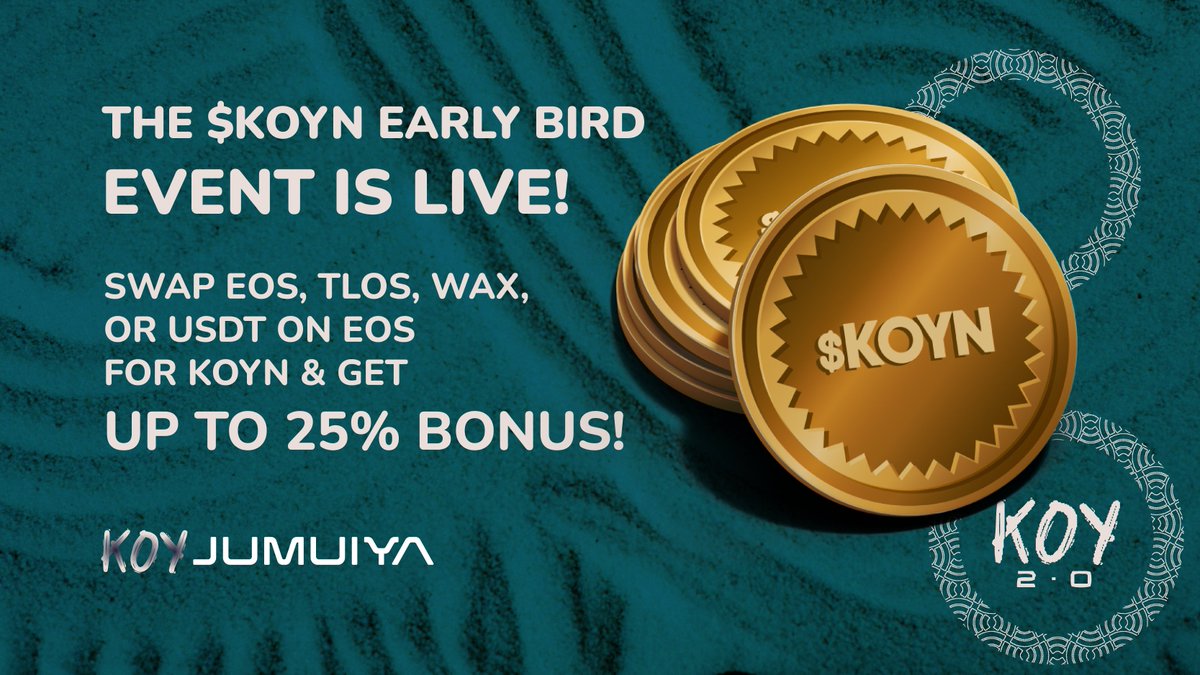 KOY 2.0 is thrilled to announce the launch of KOY Advance Phase 1 — The KOYN Early Bird Event! 

Early adopters are invited to join Africa’s first Decentralization-as-a-Service (DaaS) platform. 

Your support fuels the journey towards a decentralized future. #KOYv2 
🧵
