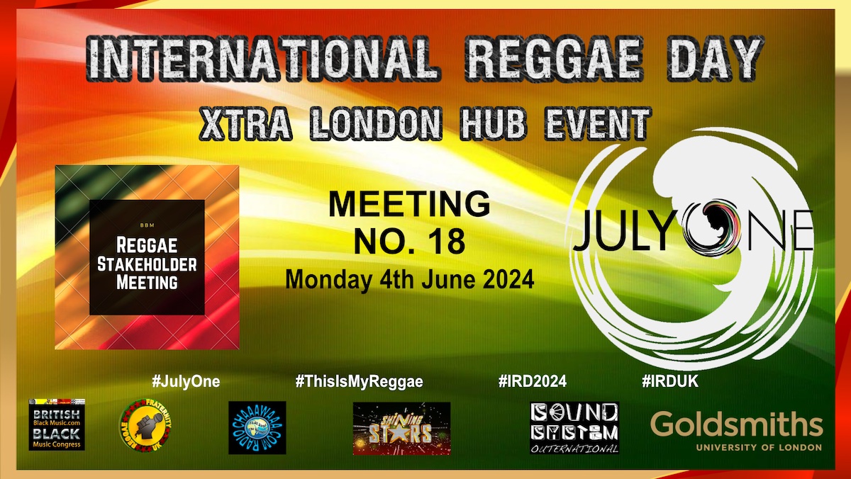 Heads up - 
BBM Reggae Stakeholder Meeting 18 (Locking down #IRDUK 2024
Tuesday June 4, 6.30-8.30pm BST
Book: bit.ly/BBMReggaeStake…

@cbmultimedia @IReggaeDay @ReggaeFestGuide @RootsReggaeHub @JamaicaGleaner @TheVoiceNews @Chaaawaaa_Radio @ssouternational @Daddyernie1 @JJyabbas