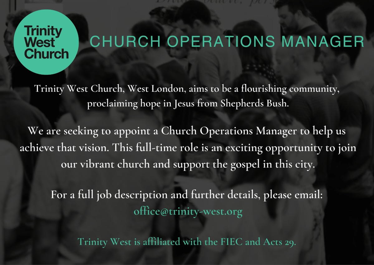 trinitywestsb's tweet photo. Do you enjoy administration, yet also want to be in a strategic role? This is a great opportunity to work alongside our elders, enabling the church to practically reach its vision. https://t.co/79NRq2zoZP