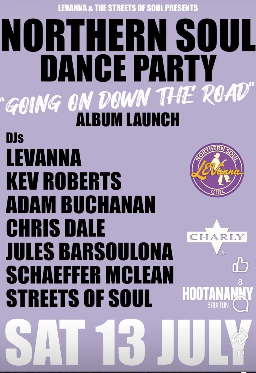Hey I’m in the Capital July 13th for a right royal #northernsoul romp with <a href="/LevannaMclean/">Levanna</a> and new album launch. Join us <a href="/HootanannyBrix/">Hootananny Brixton</a>