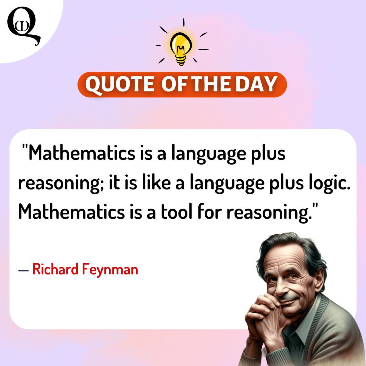 math_quotient's tweet photo. Whether you're solving complex equations or making everyday decisions, math sharpens your logical thinking and problem-solving skills.

 #RichardFeynman #mathquotient #MathWisdom #LogicalThinking #ProblemSolving #STEM #Inspiration #ScienceAndMath #FeynmanQuotes #MindMatters https://t.co/bgD7i6BwGW