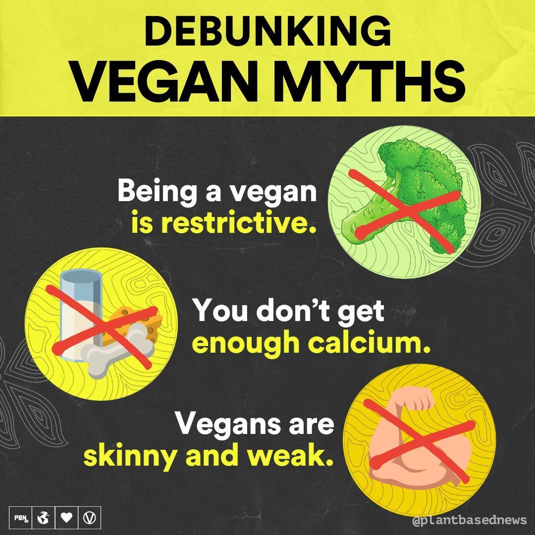 A vegan diet doesn't have to be restrictive. Many people report discovering even more foods when meat is no longer the centerpiece 🌱

We need calcium, we just don't need it from cows milk. 

There are so many vegan athletes who rely on their plant-based diets to BUILD muscle 💪