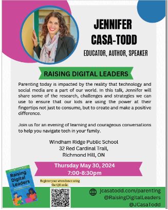 A great evening with <a href="/JCasaTodd/">Jennifer Casa-Todd</a> exploring technology, digital footprints, &amp; parenting in the digital world. We are grateful for to opportunity to connect as families on such important topics. Thanks to <a href="/WRPS_YRDSB/">Windham Ridge PS</a> School Council for this PRO Grant opportunity! <a href="/yrdsbinclusion/">ISCS YRDSB 🏳️‍🌈</a>
