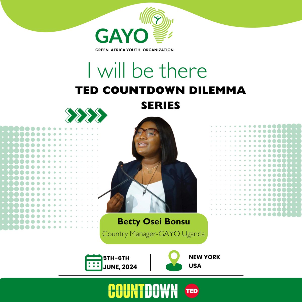 We're thrilled to announce that @GayoUganda Country Manager, @BettyGold19, will be joining the @TEDCountdown 2024 Dilemma Series: The Future of Food. 

She'll be sharing GAYO’s innovative #ZeroWaste strategy for reducing and managing food waste within communities across Africa.