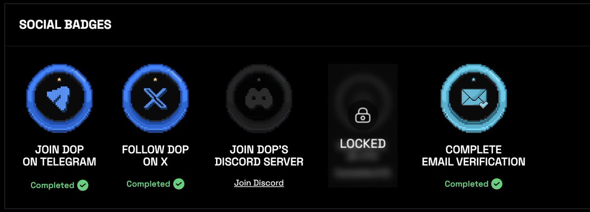 Another $0 Airdrop 💸

Remember, we got DOP airdrop for participating in Testnet.

I am farming the mainnet airdrop for FREE!

Repost for others!

• Go to: app.dop.org/home?referral=…
• Create a new Wallet
• Connect your wallet e.g MetaMask
• Complete social tasks in 'My Badges'