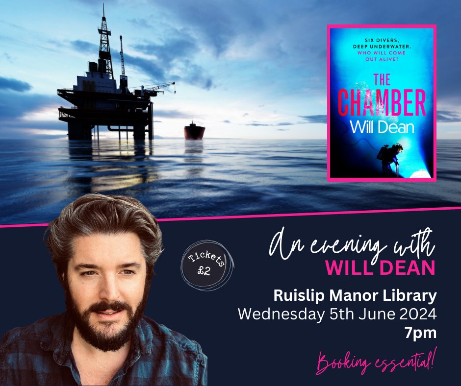 Join us for an evening with best selling crime author Will Dean. Will is going to be at Ruislip Manor, next Wednesday, the day before his new book, The Chamber, is published. So exciting! To book discover.hillingdon.gov.uk/will-dean #authortalk