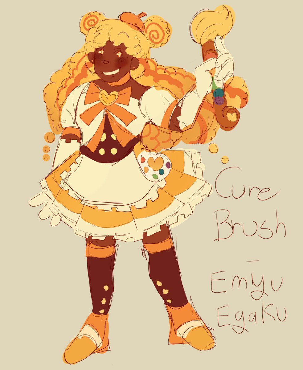 SAIGOKUMOTA's tweet photo. had an idea of an art themed precure …. meet Emyu egaku, aka Cure brush ! 
#precure #fancure https://t.co/WwVPBbfrM8