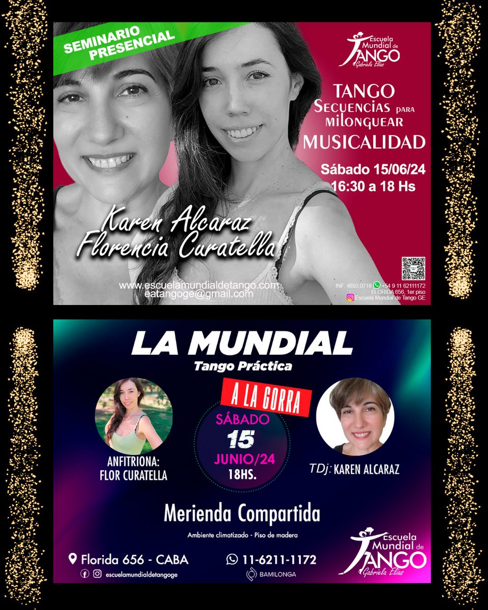 ✨Sábado 15/6/24 de 4:30 a 6 pm Seminario Secuencias para milonguear, musicalidad. De 6 a 9 pm Práctica a la gorra. 𝐅𝐥𝐨𝐫𝐢𝐝𝐚 𝟔𝟓𝟔 1er piso, CABA  escuelamundialdetango.com Los esperamos con mucho #tango #milonga #seminarios #prácticasdelamundial #bamilonga <a href="/karenalcaraz2x4/">KarenAlcaraz 🇦🇷💃👠</a>