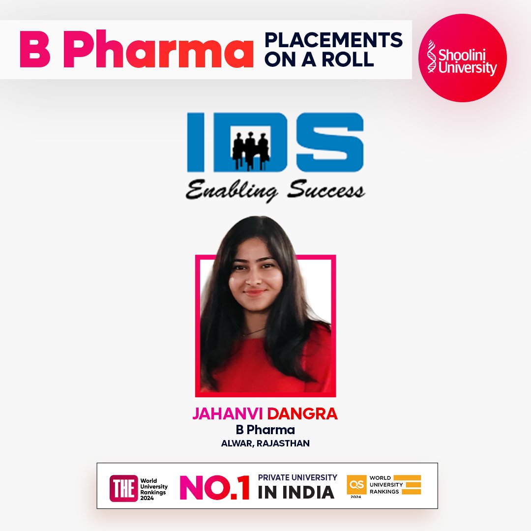 ShooliniUniv's tweet photo. Shoolini's Placement Blockbuster! 🤩
Meet our young B Pharma students who will start their wonderful careers with IDS Infotech Ltd. Let us wish them many heartiest congratulations & all the best for their amazing upcoming career.
#BPharma #Pharma #Pharmacy #Placement #shoolini https://t.co/oXVCaMiHmA