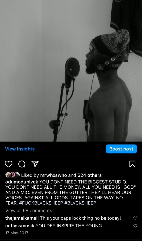 MY FIRST EVER POST ON INSTAGRAM

P.S - NA REEPLAY MAKE ME JOIN INSTAGRAM

HIM SAY “HOW YOU GO BE ARTIST AND YOU NO GET INSTAGRAM 😂😂😂”

- INDUSTRY MACHINE