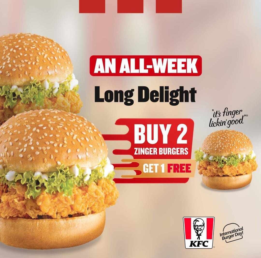 Less than 24 hours ⏲️ left for the KFC Burger Fest Week! 😱 Buy 2 Zinger Burgers and Get 1 FREE. Head over to any KFC near you or click the link in their bio @@kfcnigeria to place your order Today. #KfcBurgerFest #BurgerFestWeek