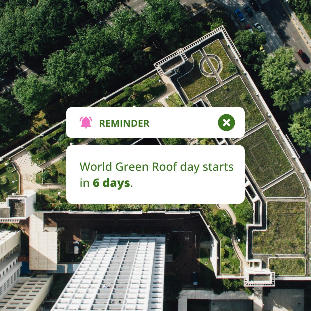 6 days to go! 🌍

Get involved in World Green Roof Day on 6th June by using #WGRD2024 to share your projects, spread the word &amp; encourage your network to see the potential of their rooftops!

#WorldGreenRoofDay #GreenRoofs #Sustainability #RenewableEnergy #ClimateAction