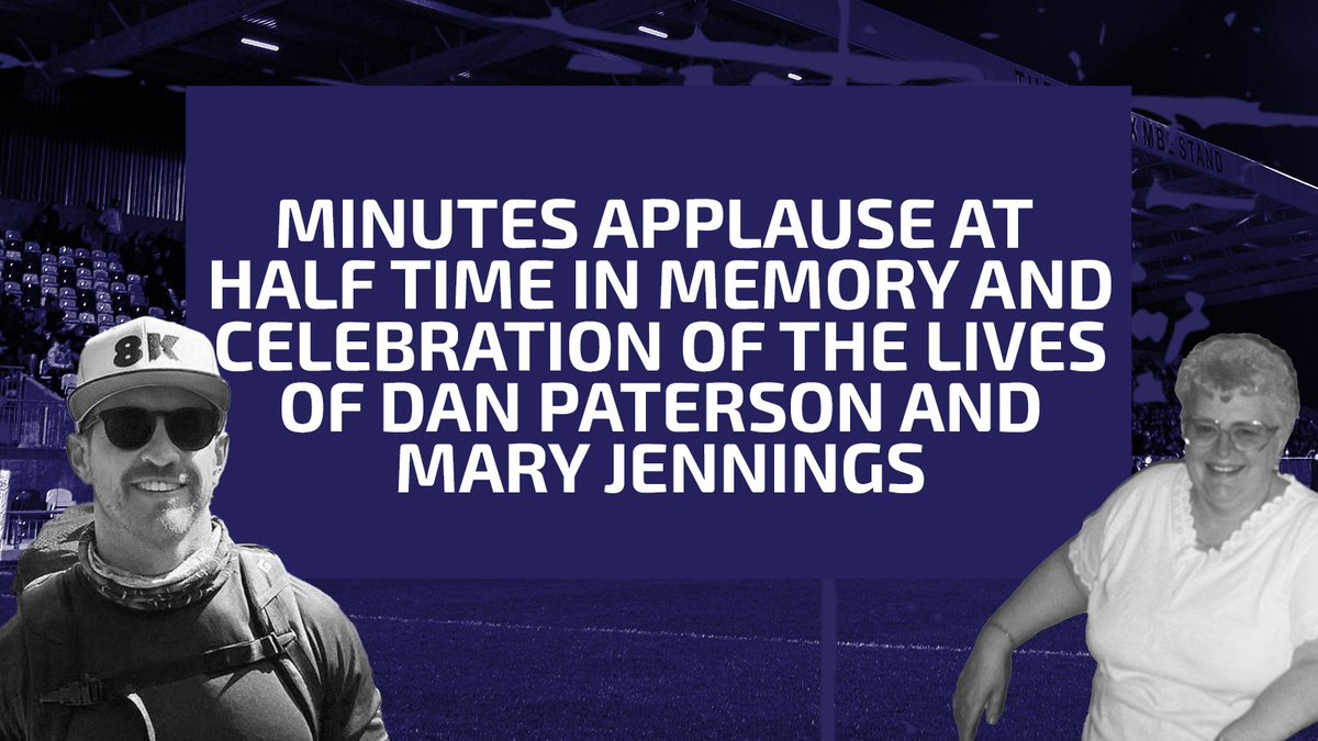 We want to invite fans to join in on a minute applause at half time in celebration of Mary Jennings a long time fan and Dan Paterson, who went missing after reaching the summit of Mt. Everest.

Dan's friends and family are raising funds to bring him home - gofund.me/9001fcd6