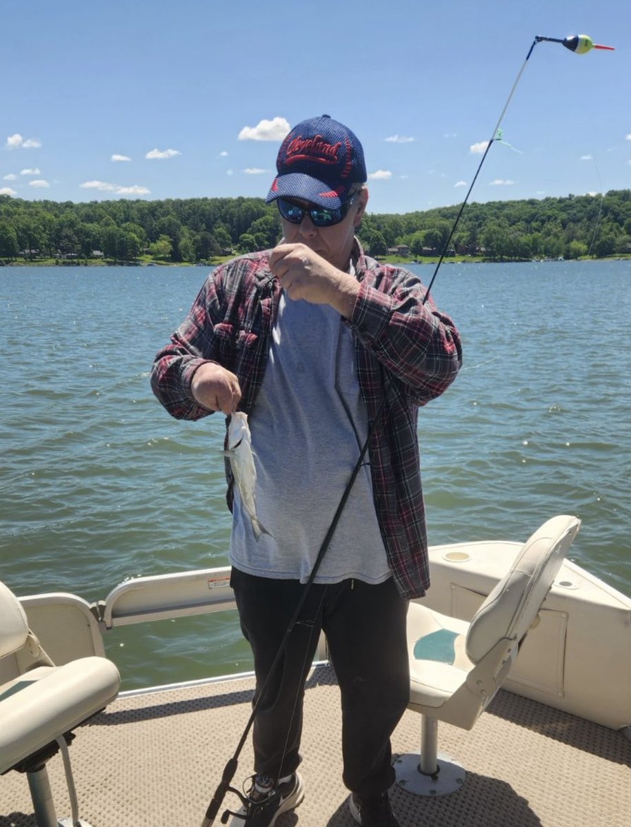 Meanwhile… update on my cousin. Enjoying his life while he waits to ring that final bell. His brother took him fishing and he hooked himself a guppy. 🤣 He had a great time. 💚#fuckcancer