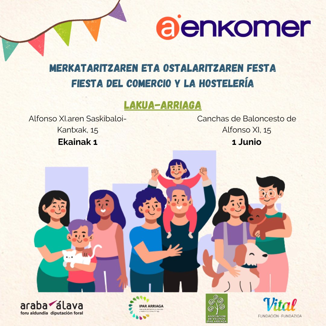 ¡Fiesta del Comercio este sábado en AENKOMER! Participa y podrás ganar 250€ para gastar en el barrio. Hinchables, talleres, música, degustaciones... ¡Te esperamos! 📋 Más información: aenkomer.com/fiesta-comerci…