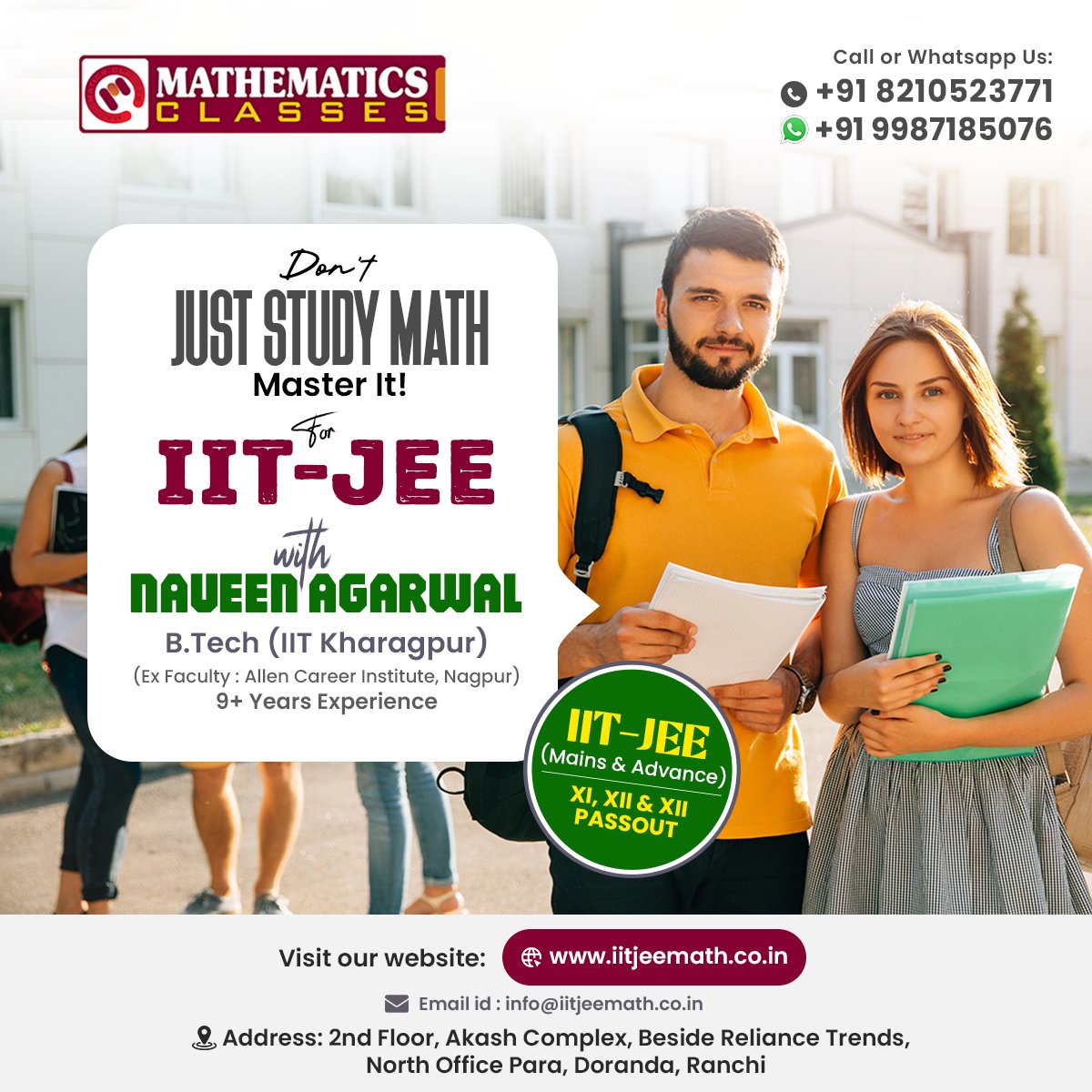 MathematicClas's tweet image. Don&apos;t just study Math, Master It!  Turn frustration into exhilaration as you conquer complex problems with confidence.
-
#MasterTheMath #IITJEEPrep #MathTriumph #EmpowerYourLearning #LearningMadeFun #BanishTheMathBlues