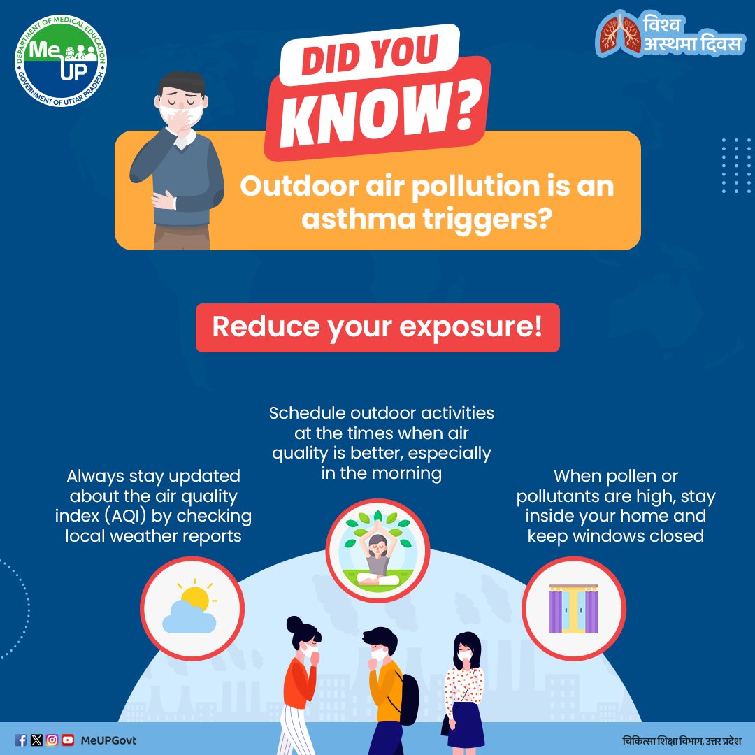 Did you know Asthma is treatable and well can be controlled? Let's raise awareness for proper asthma management and early diagnosis. Stand with us to support those affected!

#MeUP #MedicalEducation #WorldAsthmaDay #asthma #Healthcare #Awareness #heatwave #UttarPradesh