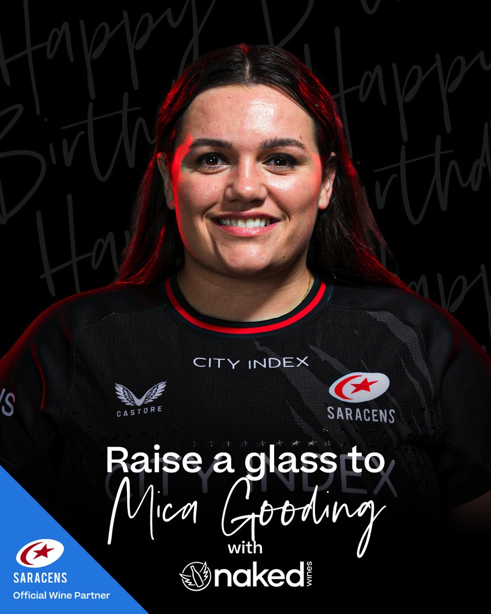 🎉 𝗛𝗔𝗣𝗣𝗬 𝗕𝗜𝗥𝗧𝗛𝗗𝗔𝗬! Let's raise a glass and celebrate Mica Gooding's birthday with @NakedWines. 🍾 Have a fantastic day 🙌 🍾Here's a £100 discount code: ⁠ nakedwines.com/birthdaytreat #YourSaracens💫 | @NakedWines