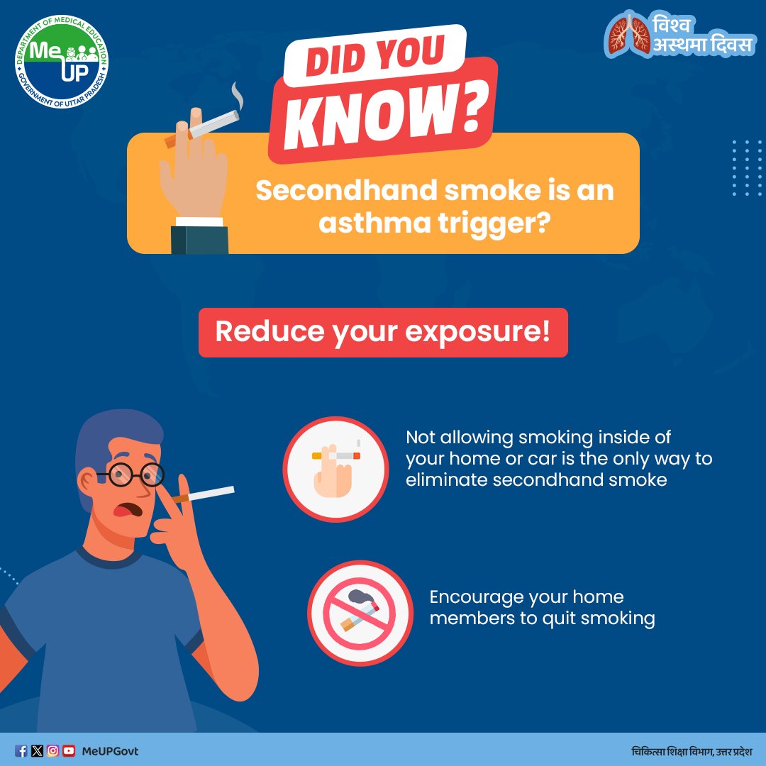 Did you know Asthma is treatable and well can be controlled? Let's raise awareness for proper asthma management and early diagnosis. Stand with us to support those affected!

#MeUP #MedicalEducation #WorldAsthmaDay #asthma #Healthcare #Awareness #heatwave #UttarPradesh