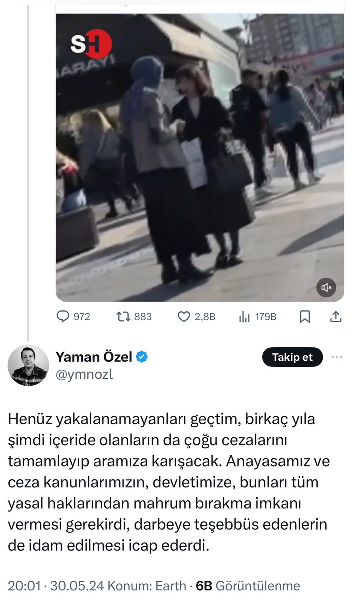 X profilinde siyonistlerin Filistin’de uyguladığı soykırım politikasını eleştiren ‘adam’ Türkiye’de ise cezaevindeki insanların ailelerine destek olmaya çalışan Cemaat mensuplarının soykırıma tabi tutulmasını istiyor. Ruh hastası iki yüzlü bunlar!