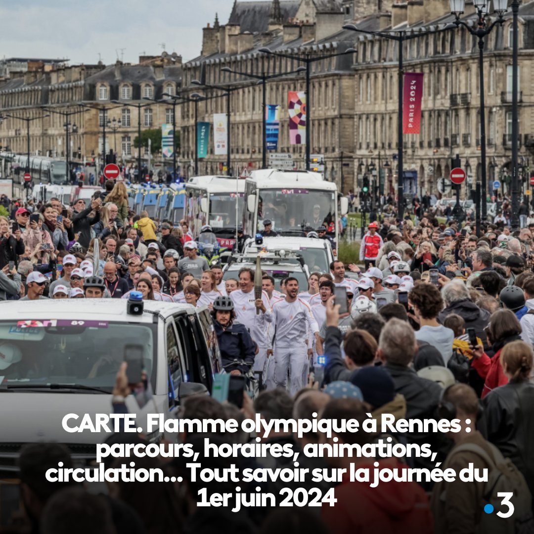 CARTE. Flamme olympique à Rennes : parcours, horaires, animations, circulation... Tout savoir sur la journée du 1er juin 2024 Article à lire ici : france3-regions.francetvinfo.fr/bretagne/ille-…