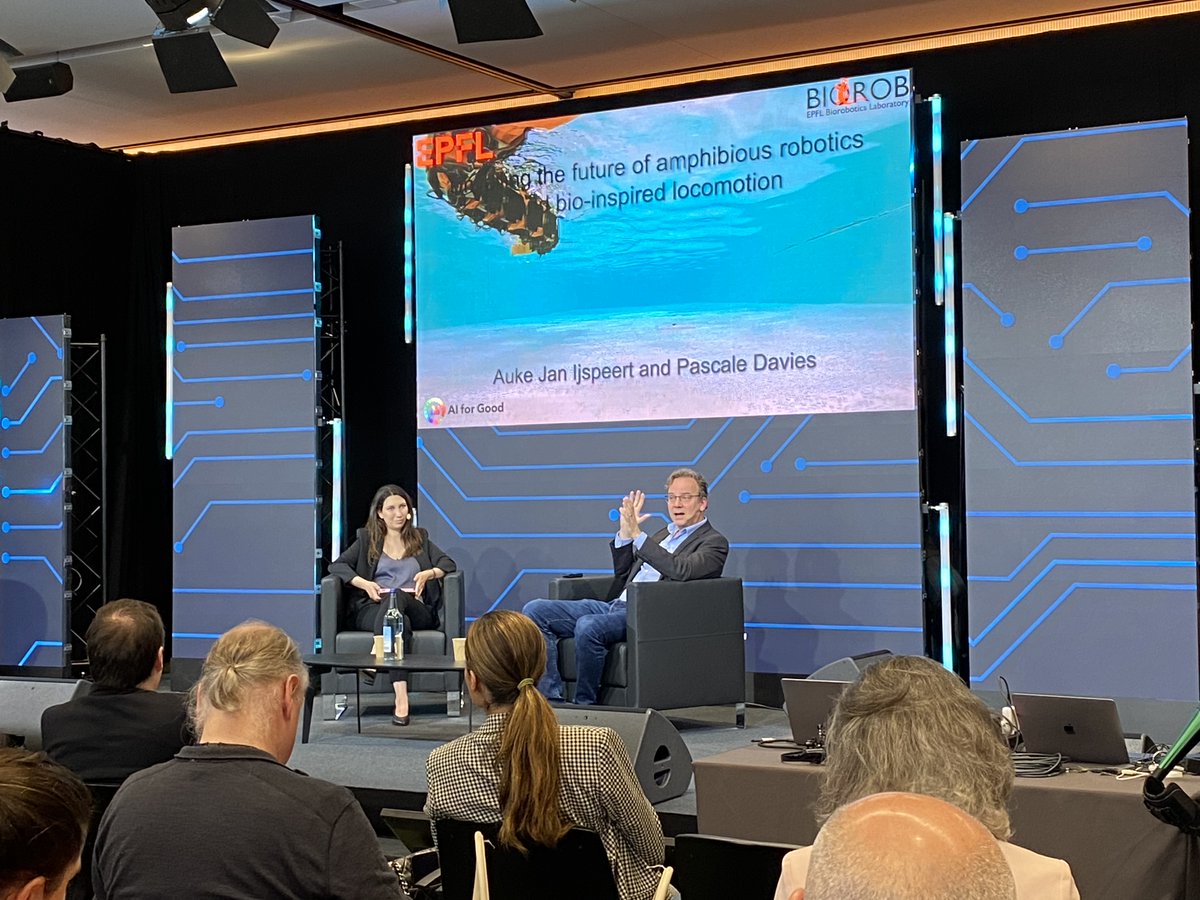 AI for Good 🇺🇳 #AIforGood (@aiforgood) on Twitter photo At the <a href="/ITU/">Int’l Telecommunication Union</a> #AIforGood Global Summit 2024
🎤Unveiling the future of amphibious #robotics and bio-inspired #locomotion
🗣️ <a href="/BIOROB_EPFL/">Auke Ijspeert</a>, Professor and Head of Biorobotics Laboratory from <a href="/EPFL/">EPFL</a>, moderator <a href="/pascale_davies/">Pascale Davies</a> from <a href="/euronews/">euronews</a>
📍Frontier Stage at <a href="/CICG_Geneva/">CICG Geneva</a> At the <a href="/ITU/">Int’l Telecommunication Union</a> #AIforGood Global Summit 2024
🎤Unveiling the future of amphibious #robotics and bio-inspired #locomotion
🗣️ <a href="/BIOROB_EPFL/">Auke Ijspeert</a>, Professor and Head of Biorobotics Laboratory from <a href="/EPFL/">EPFL</a>, moderator <a href="/pascale_davies/">Pascale Davies</a> from <a href="/euronews/">euronews</a>
📍Frontier Stage at <a href="/CICG_Geneva/">CICG Geneva</a>